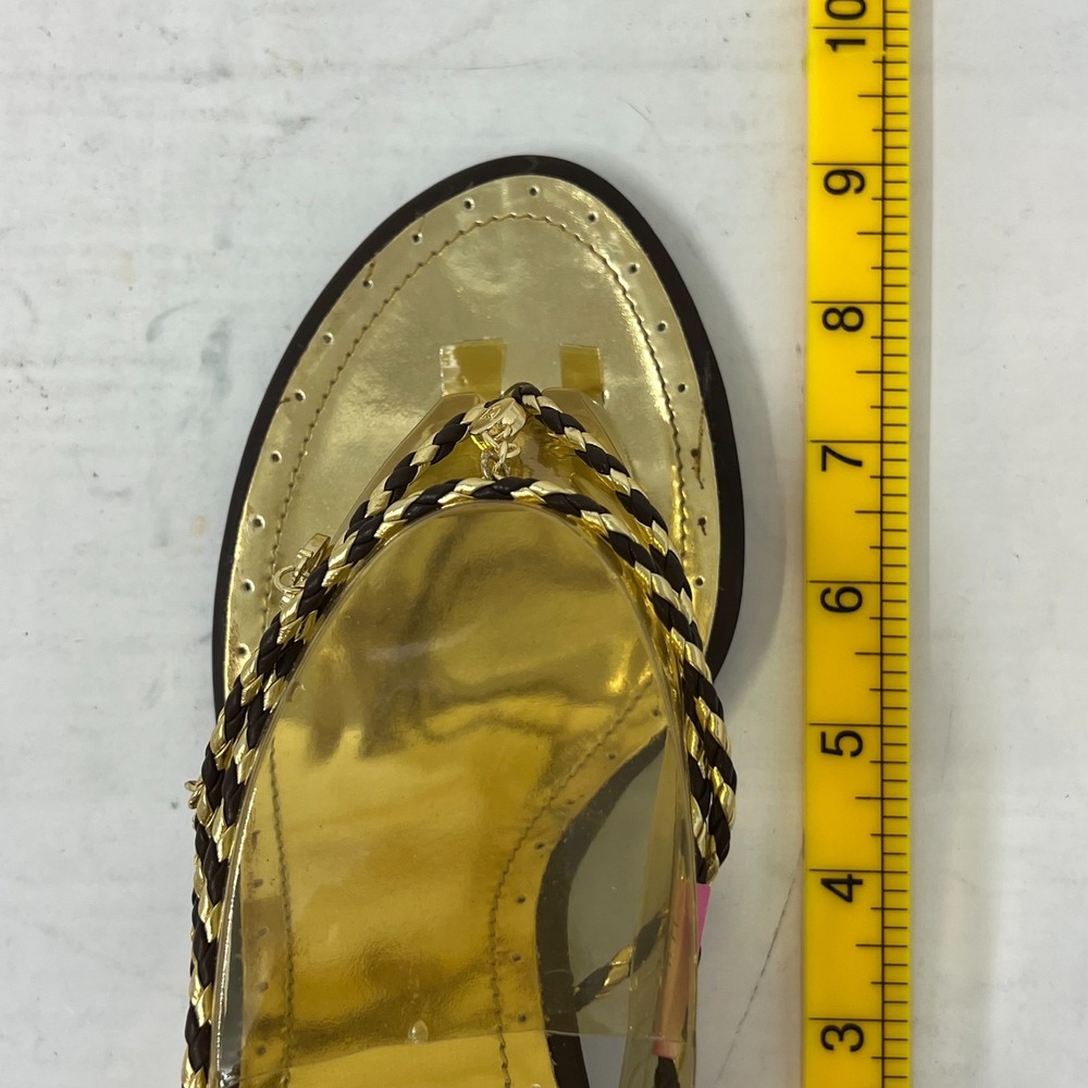 Baby Phat Gold/Brown Wedge Sandals Rhinestone Y2K Glam Women's US 10B VTG NEW - Picture 11 of 16